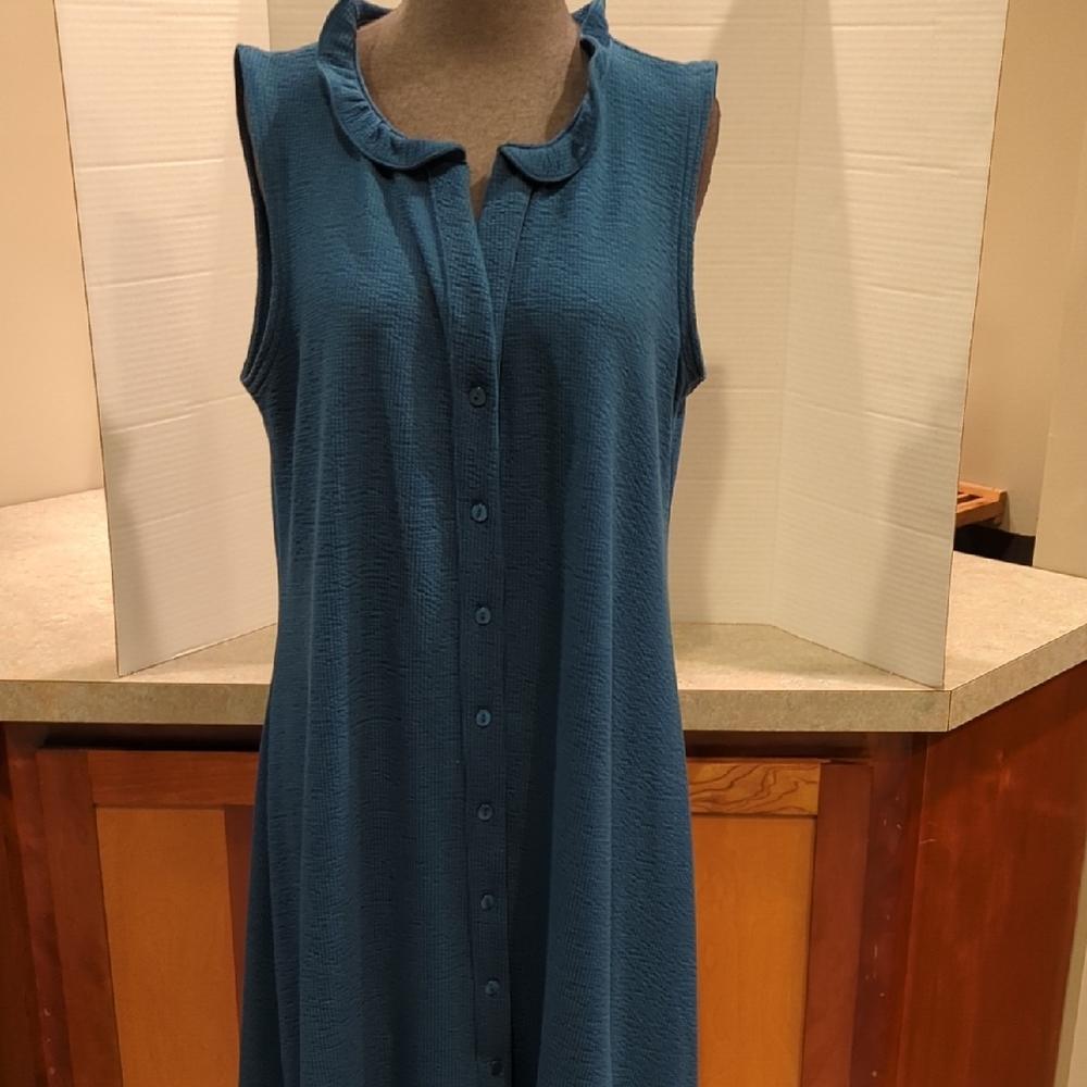 PURE ESSENCE Sleeveless Teal Knit Midi Dress. Size Medium